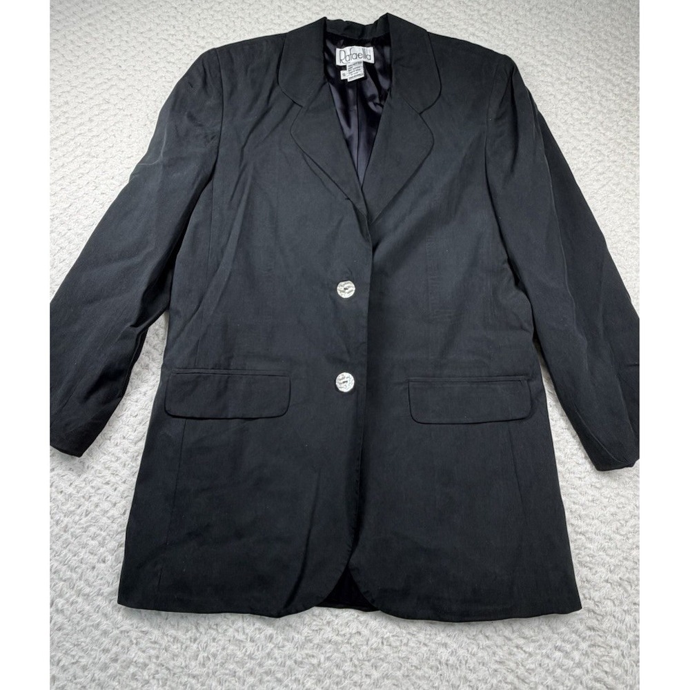 Vintage Rafaella 100% Silk Black Blazer Jacket Size S Minimalist Career 90s Y2k